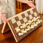 Chess Magnetic Wooden Mini Foldable Board for Kids Beginners with Small Magnetic Chess Pieces