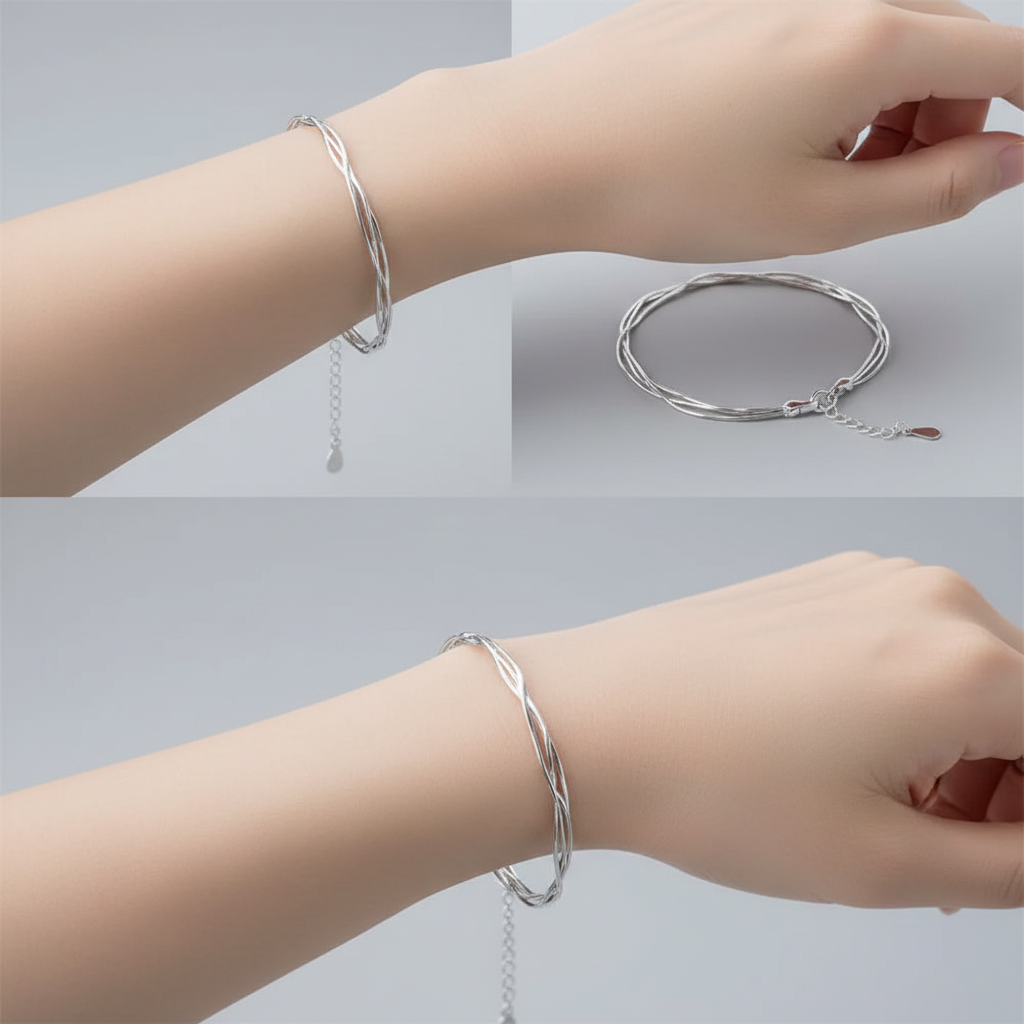 Women’s 925 Sterling Silver Layered Bracelet | Korean style Jewelry NYSHK