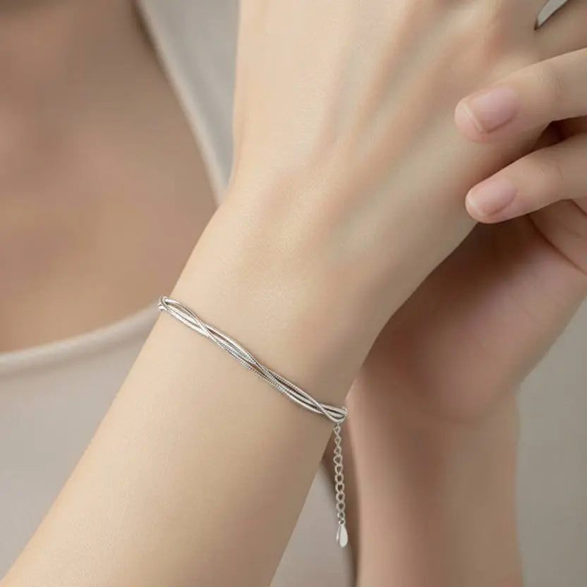Women’s 925 Sterling Silver Layered Bracelet | Korean style Jewelry - NYSHK