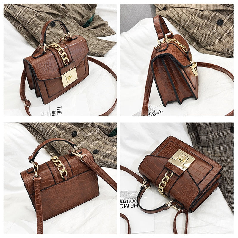 Fashion Alligator Women Shoulder Bags Designer Chains Handbags Luxury PU Leatehr Crossbody Bag Small Envelope Flap Famale Purses