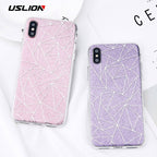 Glitter Bling Powder Phone Case For iPhone X Geometric Lines Hard PC Back Cover Cases For iPhone 8 7 6 6s Plus 5 5s SE