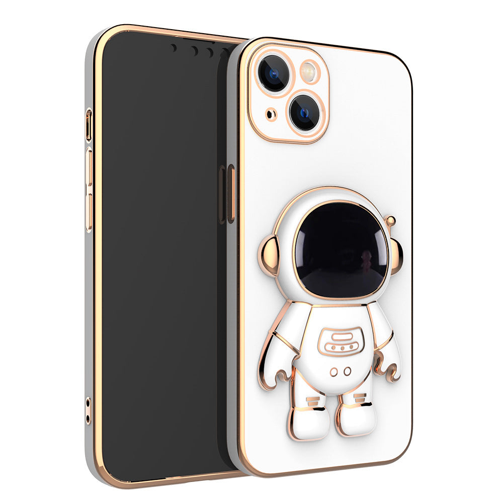 For iPhone13 Mobile Phone Shell New Electroplating 6D Astronaut Bracket Apple 12 Astronaut Anti-Fall Protective Cover