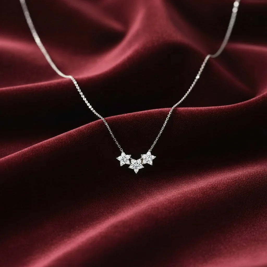 Silver Triple Star Necklace