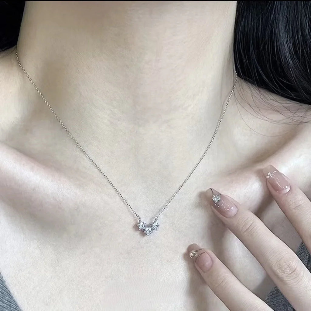Silver Triple Star Necklace