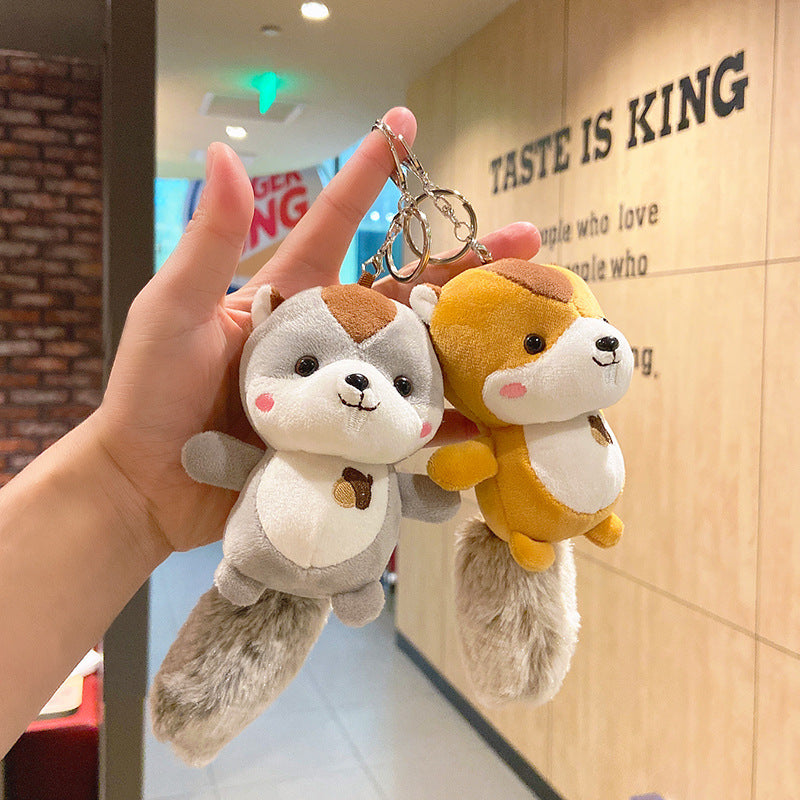 Plush Squirrel Bag Key Chain Cute Schoolbag Doll Couple Key Pendant Backpack Pendant Doll Key Chain