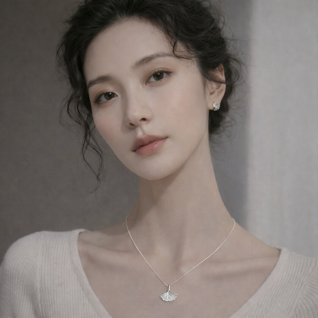 S925 Leaf Design Pendant Collarbone Chain Necklace NYSHK