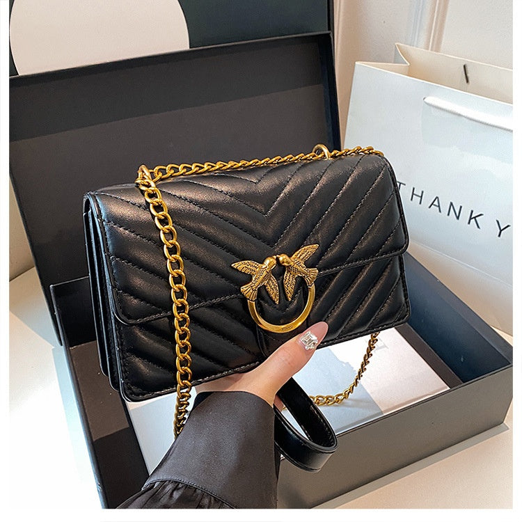 Ladies' Chain Bag Crossbody Bag Elegant Fashion Versatile Shoulder Bag Embroidered Small Square Bag