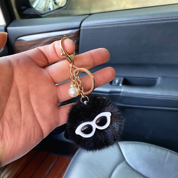 Ugly Cute Plush Key Chain Little Monster Bag Pendant Pearl Hair Ball Doll Car Key Chain Small Gift