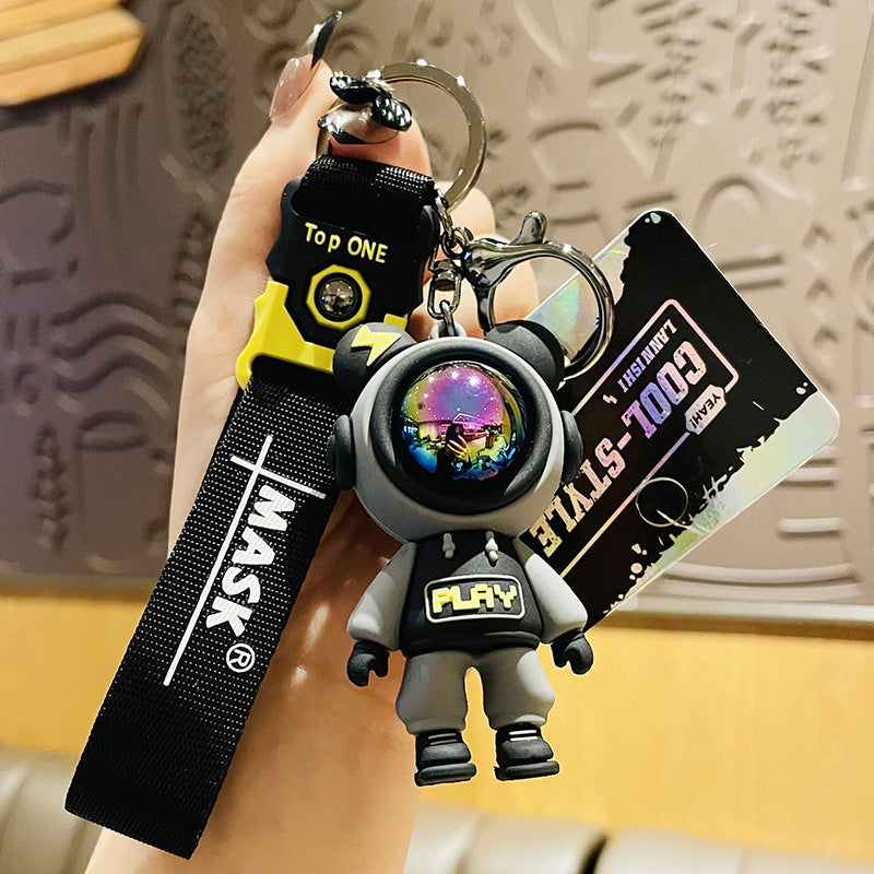 Net Red Couple Lightning Bear Keychain Girls Exquisite Cute Schoolbag Pendant Doll Boys Car Key Ornament
