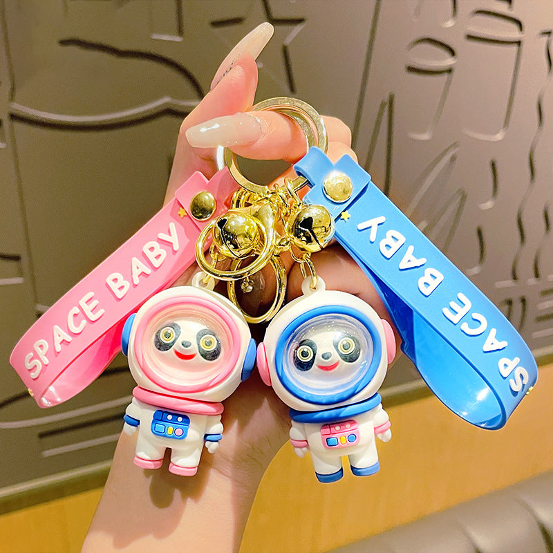 Cute Panda Astronaut Key Chain Female Exquisite Creative Couple Astronaut Car Key Chain Bag Pendant Key Accessories