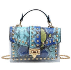 New chains rivet elegant women handbag small PU leather hasp handbag summer soft shoulder bag cross body shoulder messenger bag