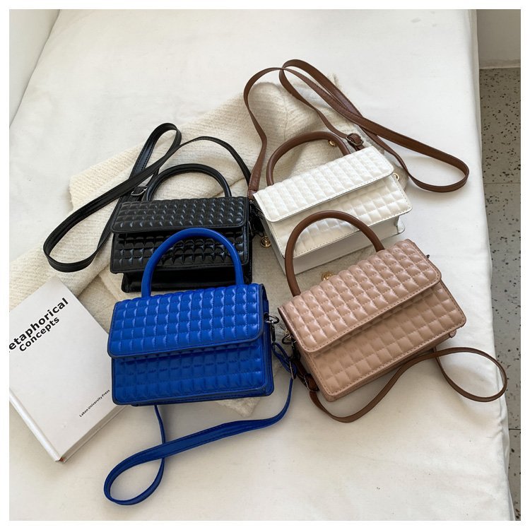 Korean Style Ribbed Shoulder Bag Women's Bag New Fashion Ladies Small Square Bag Spring Hand-Held Messenger Bag