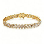 Fashion Chain Bracelet with Fishbone Zircon, Gold and Silver, Elegant Full Diamond Tennis Bracelet for Women, Mother's Day Gift