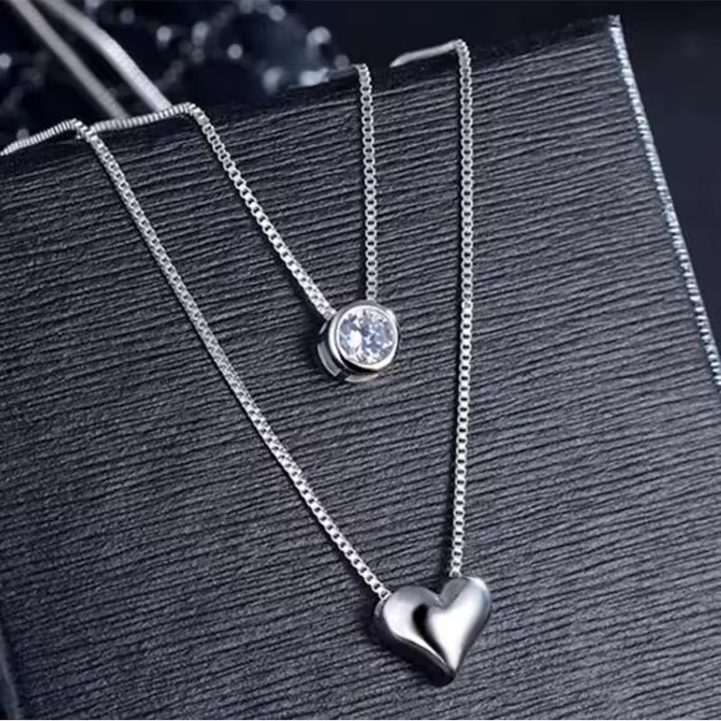 S925 Double Layer Heart Necklace