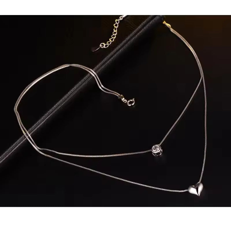 S925 Double Layer Heart Necklace