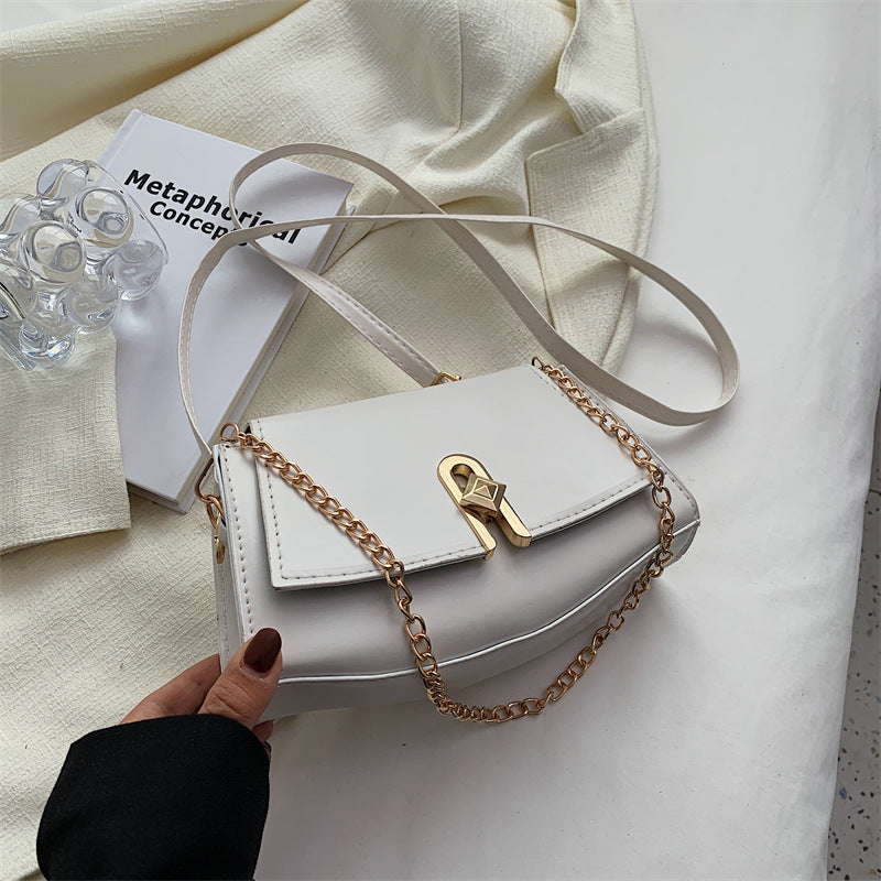 Texture Fashion Casual Shoulder Bag Female Spring New Girl Bag Lock Small Square Bag Hand-Held Messenger Bag