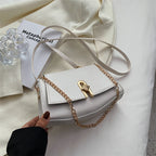 Texture Fashion Casual Shoulder Bag Female Spring New Girl Bag Lock Small Square Bag Hand-Held Messenger Bag