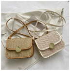 Niche Design Casual Saddle Bag Women's Summer Straw Bag Fashion Half Round Bag Korean Version All-Match Messenger Bag