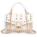 New chains rivet elegant women handbag small PU leather hasp handbag summer soft shoulder bag cross body shoulder messenger bag