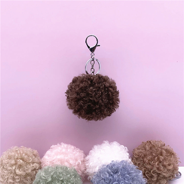 Key Chain Hair Ball Curly Cute Bag Pendant Car Plush Key Chain Creative Gift Jewelry Accessories Pendant