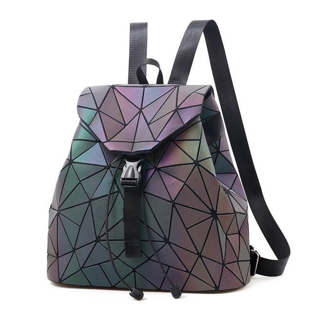 Luminous Geometric Plaid Backpacks for Women