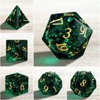 7-piece set of Dungeons&Dragons game dice frosted convex letters pine and cypress green glass K9 crystal DND polyhedron
