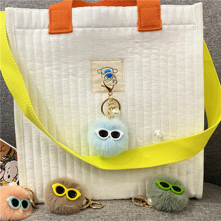 Ugly Cute Plush Key Chain Little Monster Bag Pendant Pearl Hair Ball Doll Car Key Chain Small Gift