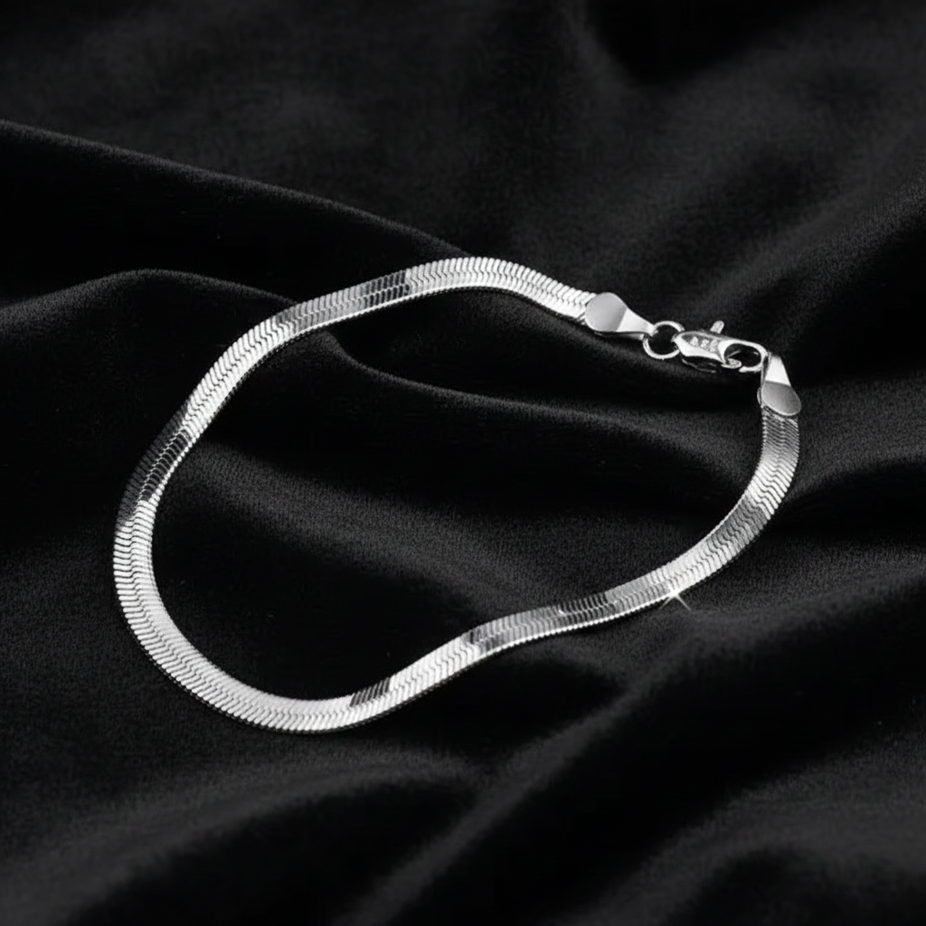 925 Sterling Silver 4MM Blade chain Bracelet NYSHK