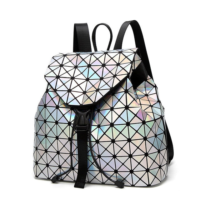 Luminous Geometric Plaid Backpacks for Women