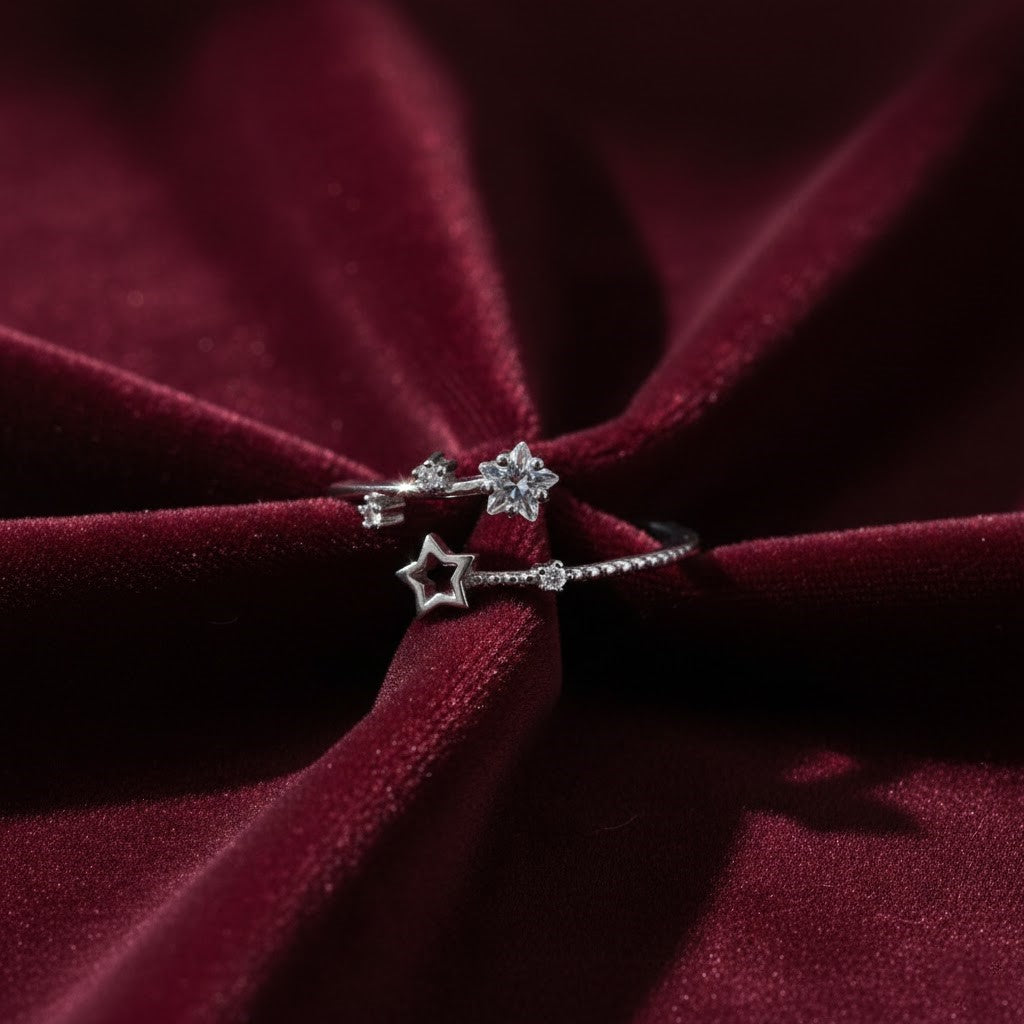 S925 Star Crystal Size Adjustable Ring NYSHK
