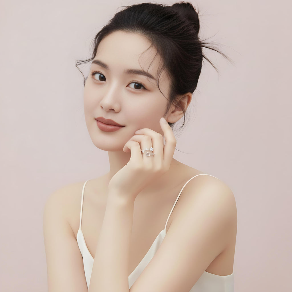S925 Star Crystal Size Adjustable Ring NYSHK