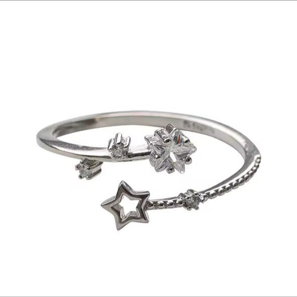 S925 Star Crystal Size Adjustable Ring NYSHK