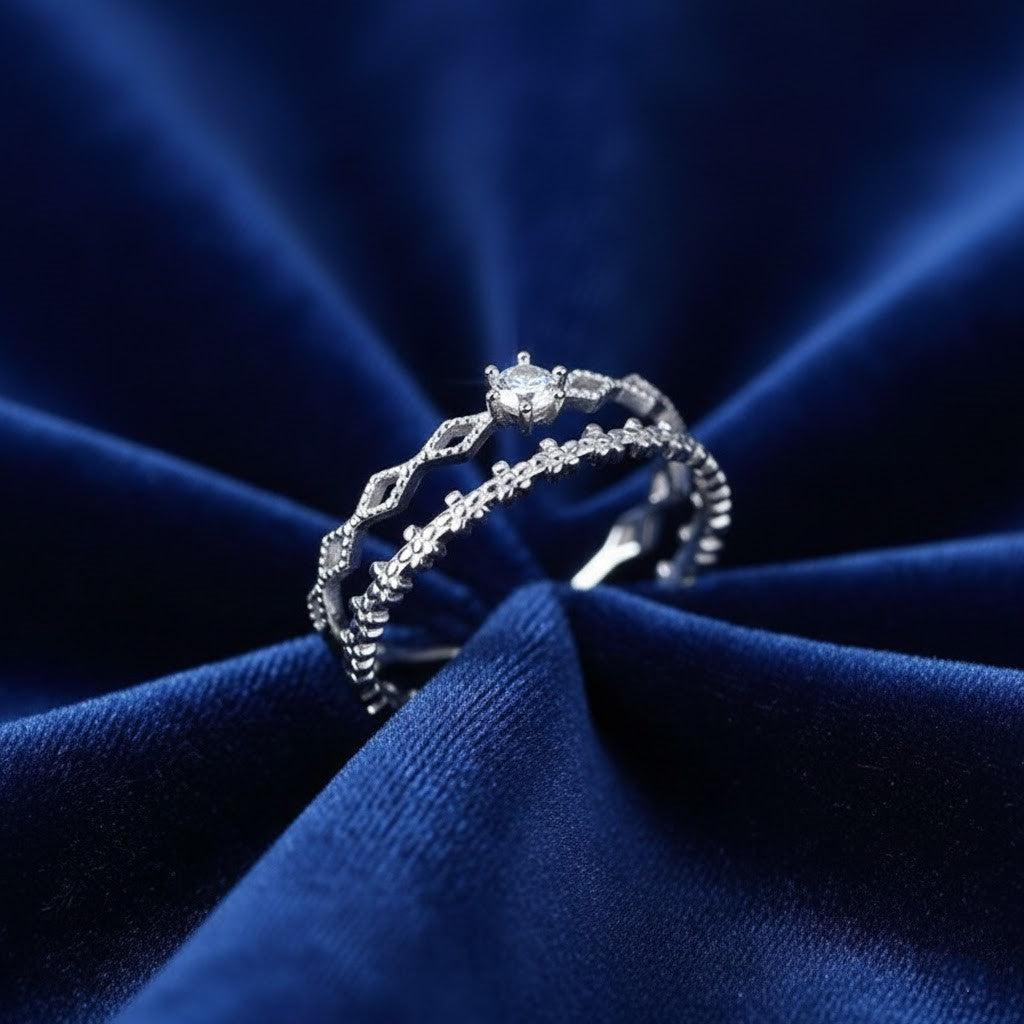 Lace Design Korean Style Size Adjustable S925 Ring NYSHK