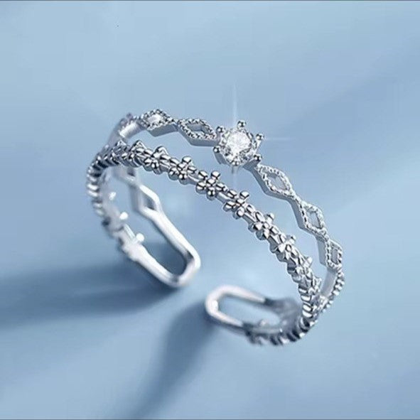 Lace Design Korean Style Size Adjustable S925 Ring NYSHK