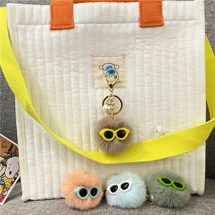 Ugly Cute Plush Key Chain Little Monster Bag Pendant Pearl Hair Ball Doll Car Key Chain Small Gift
