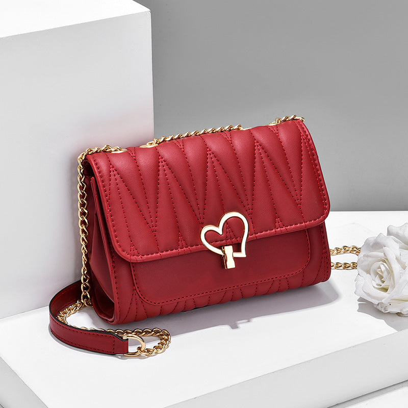 Peach Heart Lock Shoulder Bag Diagonal Cross Bag