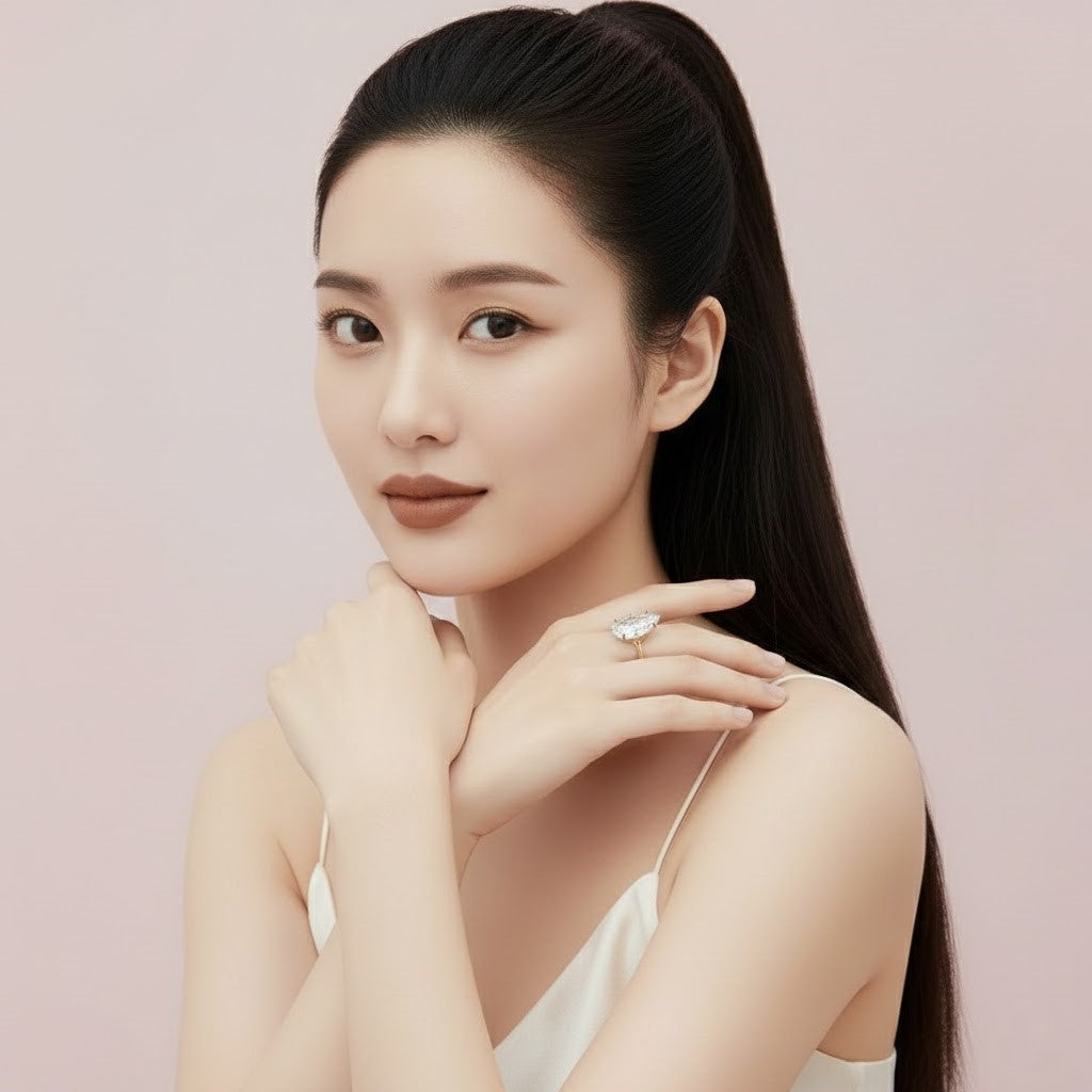 1 Carat Pear Shape Zircon Diamond S925 Ring NYSHK