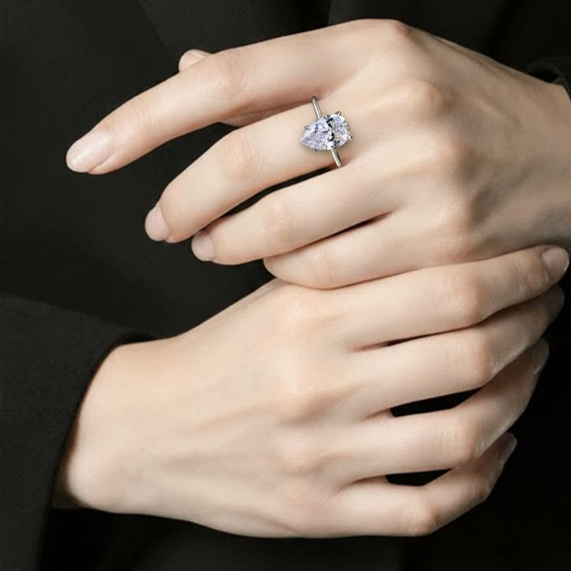 1 Carat Pear Shape Zircon Diamond S925 Ring NYSHK