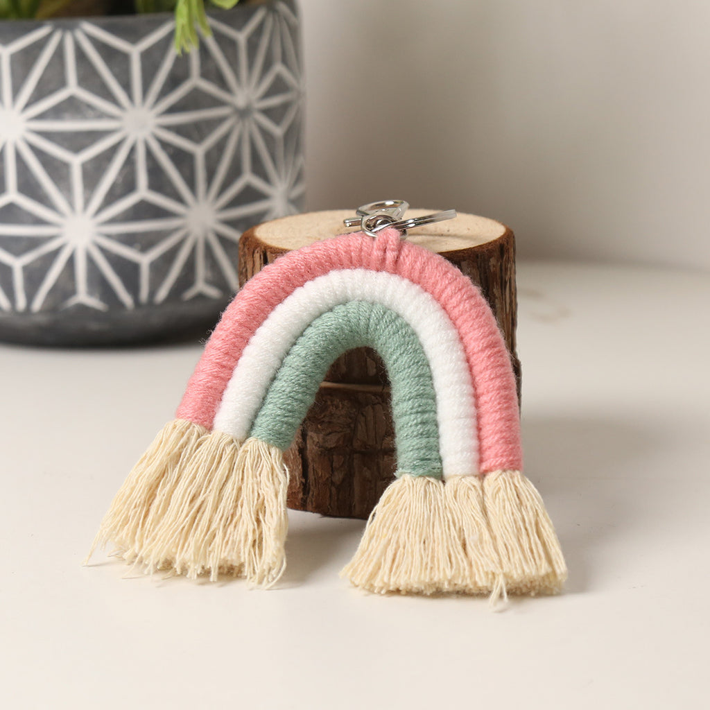 New Cotton Thread Woven Rainbow Key Chain Car Woven Lanyard Creative Men's And Women's Key Chain
