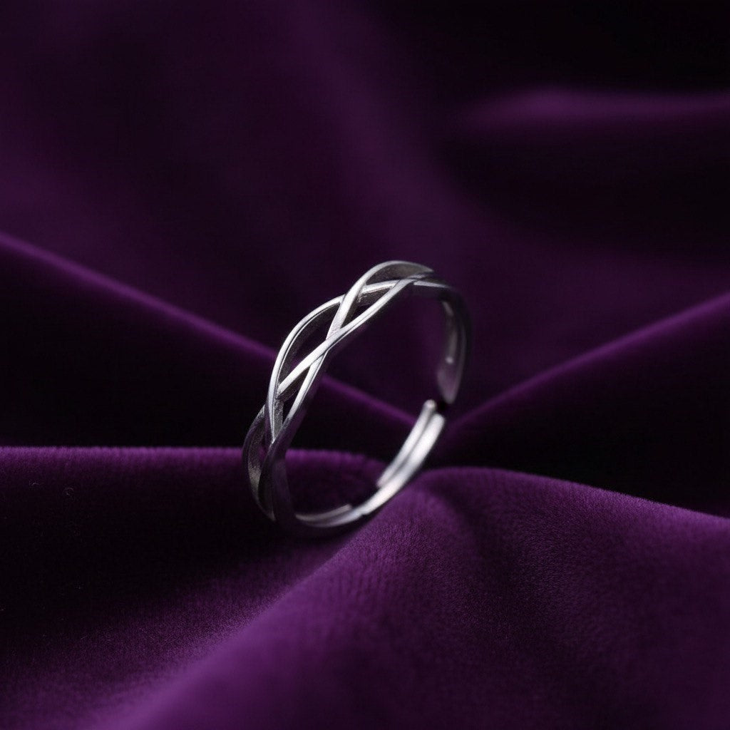 S925 Cross Line Geometric Adjustable Ring NYSHK