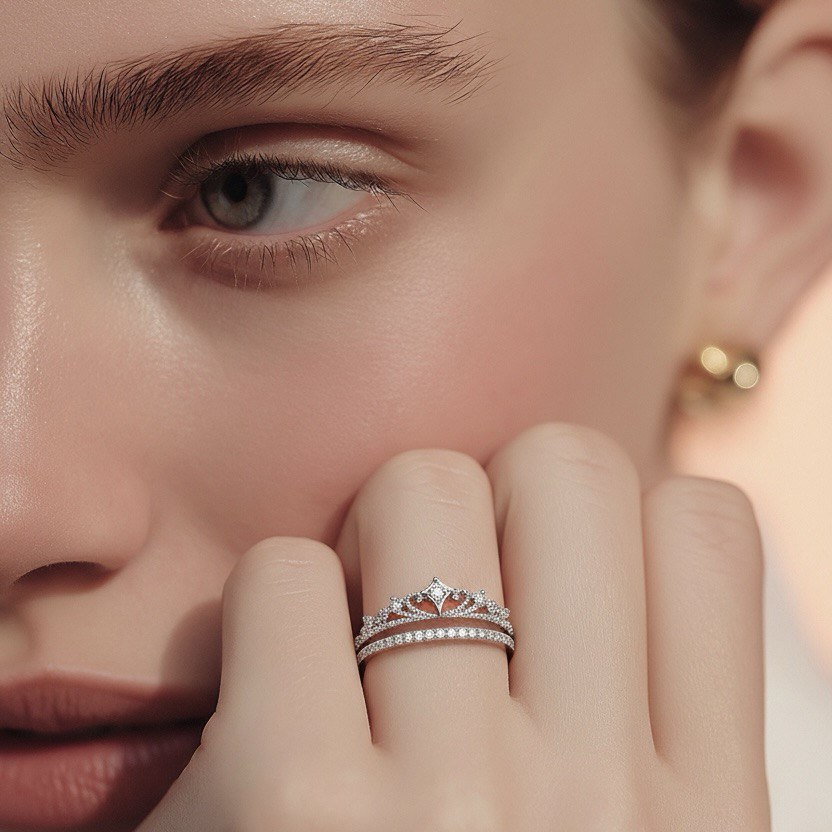 S925 Silver Crown Dual Wear Adjustable Ring NYSHK