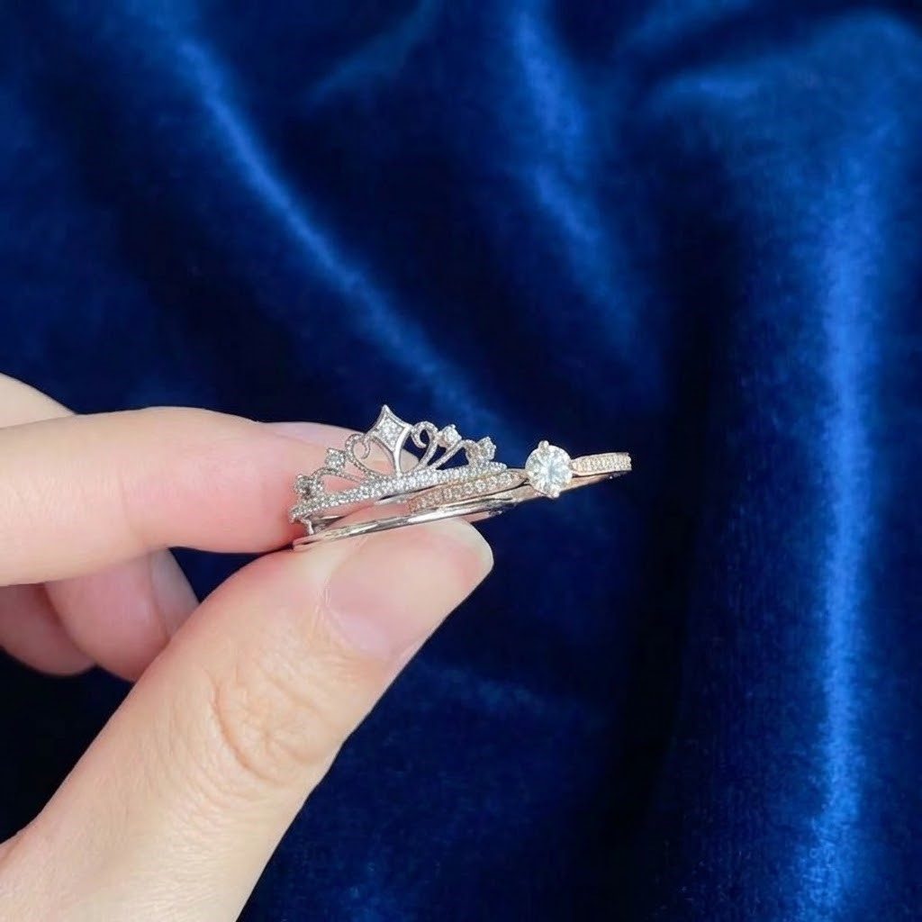 S925 Silver Crown Dual Wear Adjustable Ring NYSHK