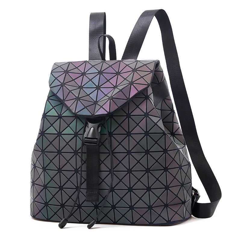 Luminous Geometric Plaid Backpacks for Women
