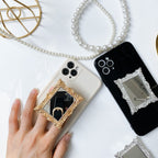 Ins Pattern Mirror Grip Tok Plating Mobile Phone Holder Extension Bracket Suitable for IPhone Samsung Mobile Phone Accessories