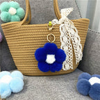 Creative Flower Hair Ball Key Chain Cute Plush Flower Bag Pendant Mobile Phone Accessories Car Key Ring Gift