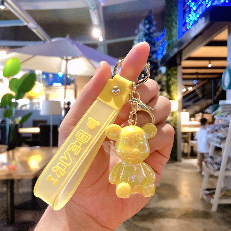 Electroplating Acrylic Violent Bear Key Chain Creative Doll Doll Bag Pendant Schoolbag Pendant Cute Key Chain
