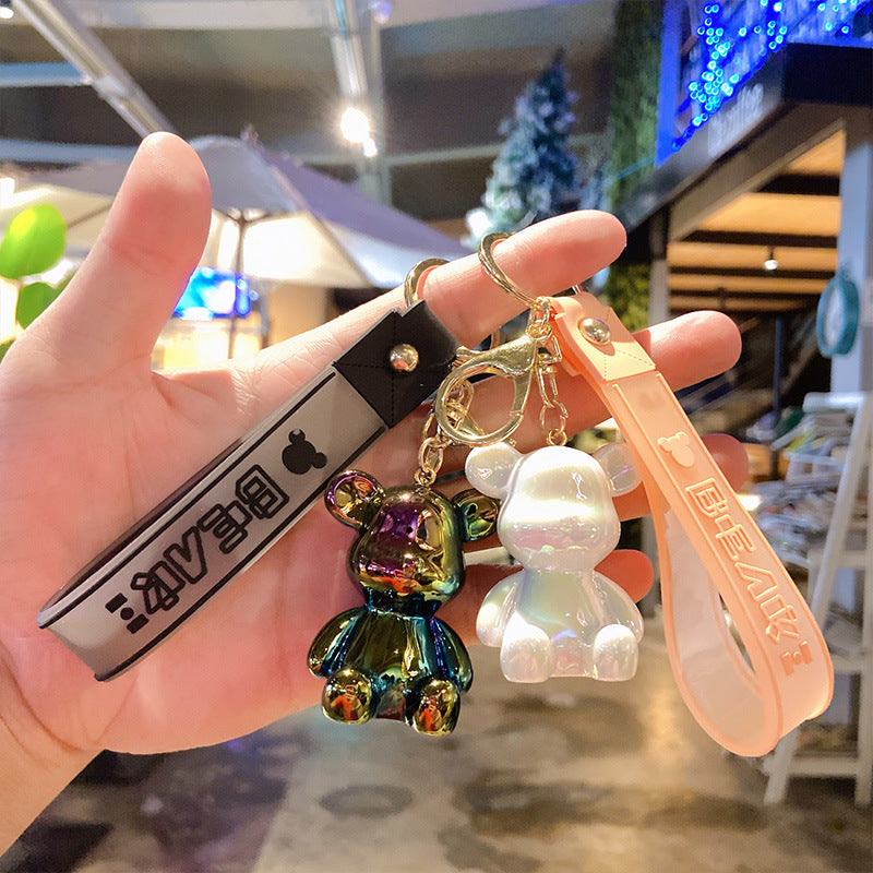 Electroplating Acrylic Violent Bear Key Chain Creative Doll Doll Bag Pendant Schoolbag Pendant Cute Key Chain