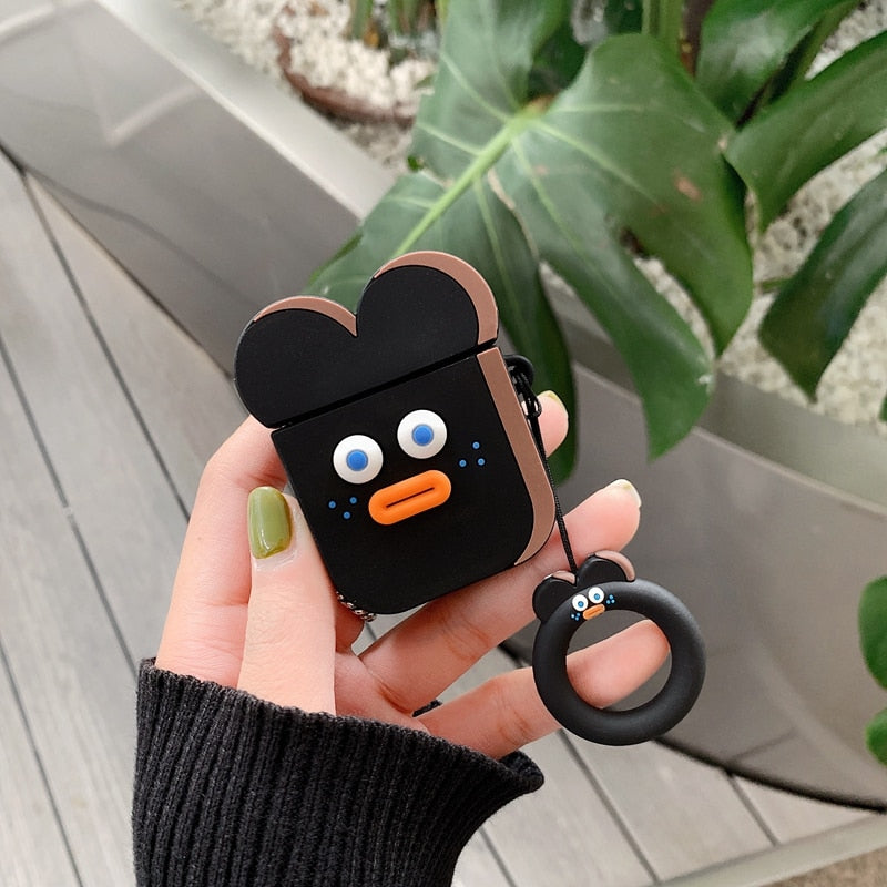 Cute Cartoon Earphone Case for Airpods 2 Cover Soft Silicone Slim Earphone Cover for Airpods 1 Case Bag Protective Strap Cases