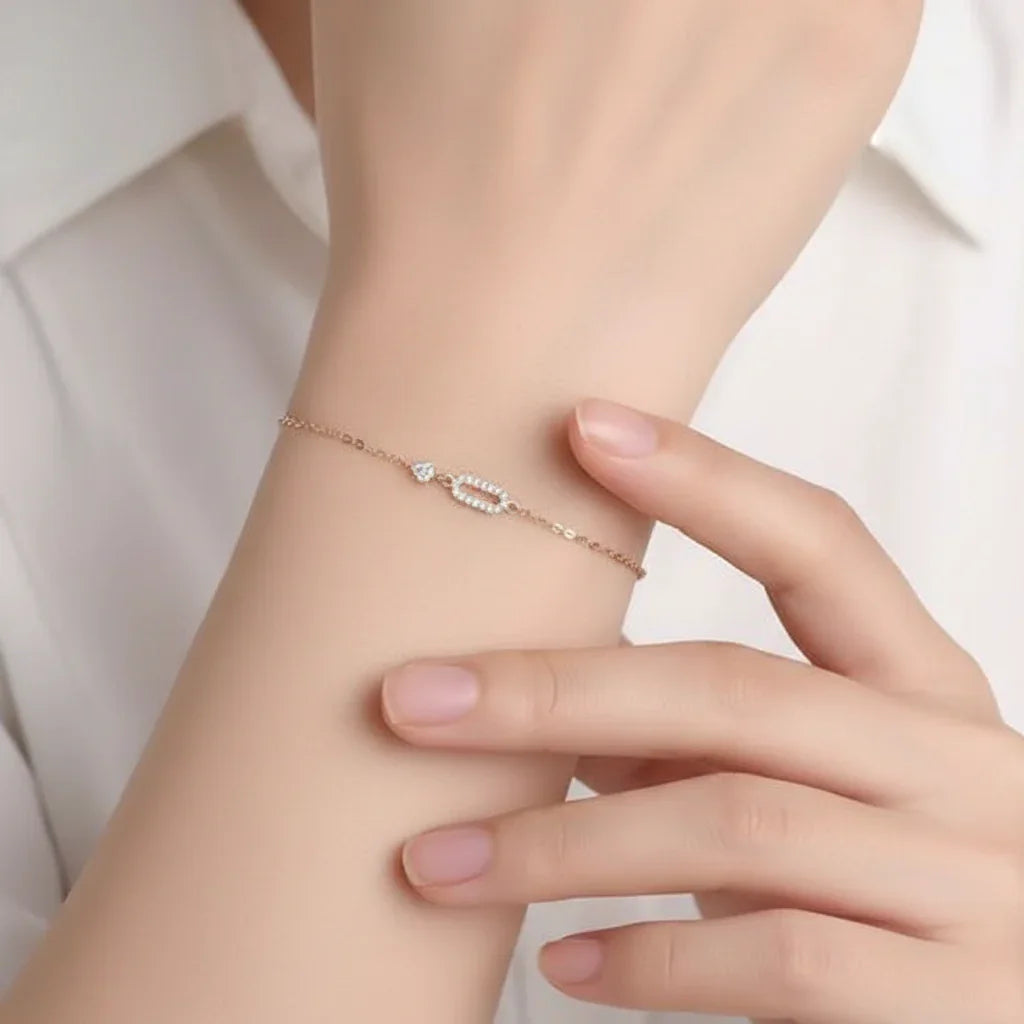 Sterling Silver 14K Gold Plated Geometric Bracelet