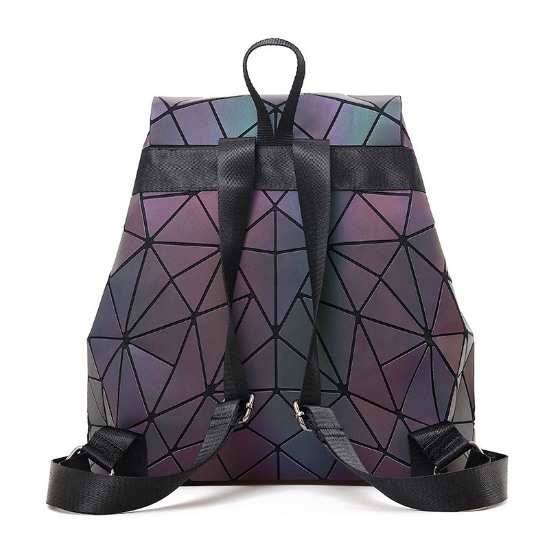 Luminous Geometric Plaid Backpacks for Women
